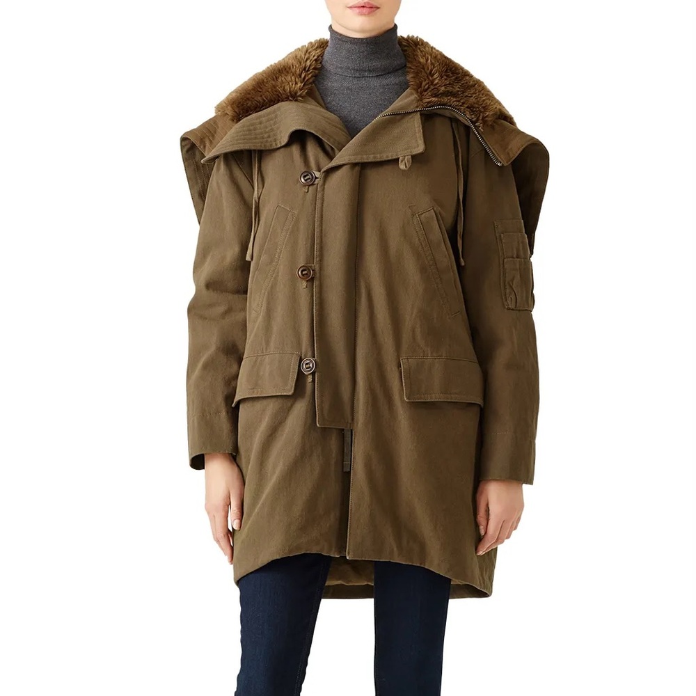VINCE. Olive Military Parka Sz XS